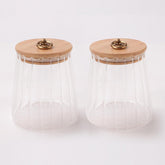 Kuber Industries Borosilicate Glass Jar with Bamboo Lid | Kitchen Organizer Items & Storage | Multi-utility, Leakproof, Airtight Storage Jar for Cookies, Snacks, Tea, Coffee, Sugar | Set of 2 (620ml)
